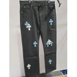 Chrome Hearts CH city limited series Sanskrit cross patch leather Jeans 2