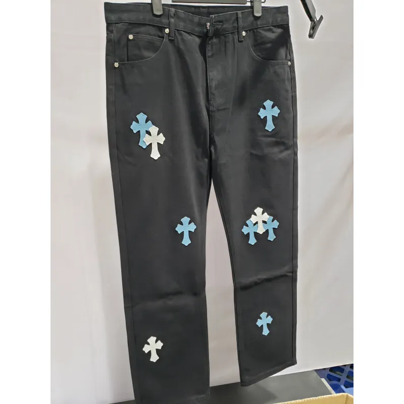 Chrome Hearts CH city limited series Sanskrit cross patch leather Jeans 2