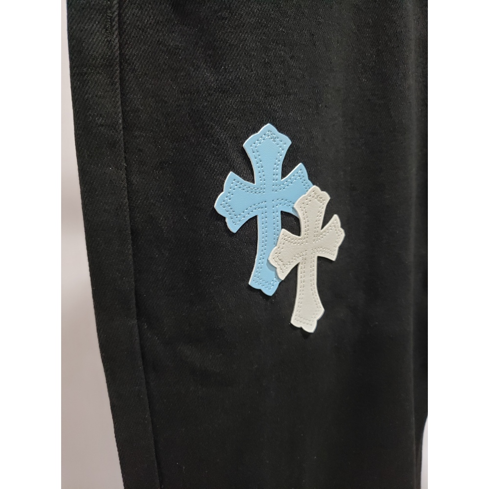 Chrome Hearts CH city limited series Sanskrit cross patch leather Jeans 2