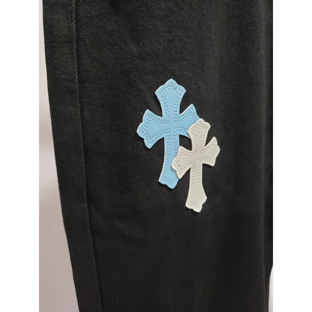 Chrome Hearts CH city limited series Sanskrit cross patch leather Jeans 2