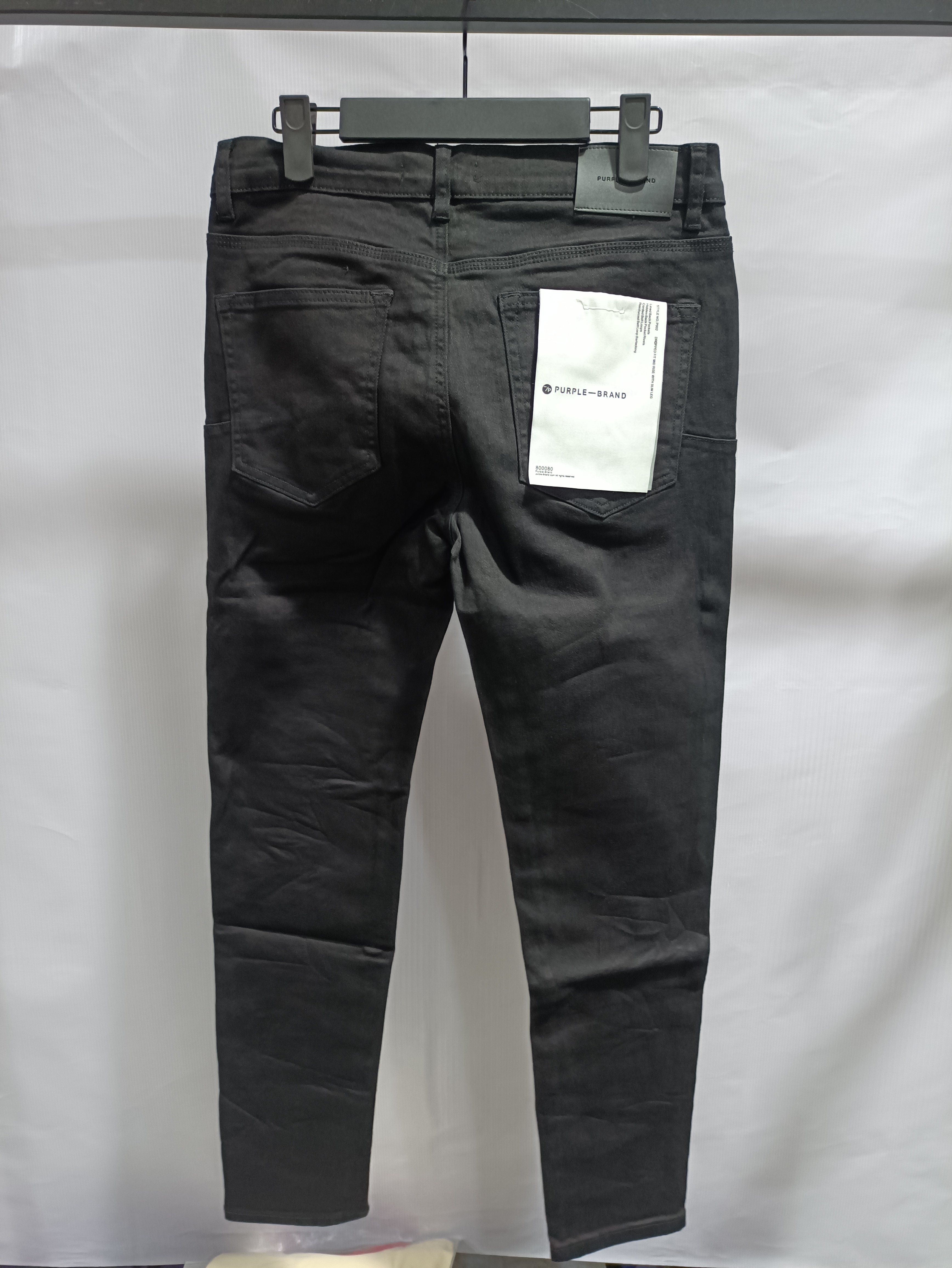 Purple Jeans A Black High-Waisted Pleated Basic Jeans