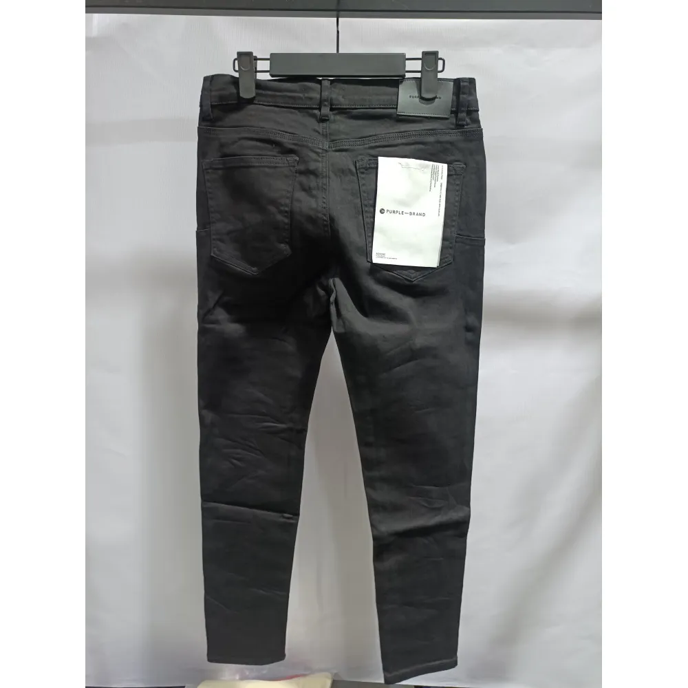 Purple Jeans A Black High-Waisted Pleated Basic Jeans