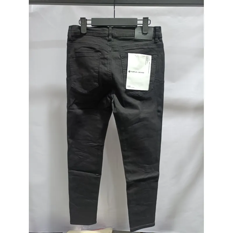 Purple Jeans A Black High-Waisted Pleated Basic Jeans