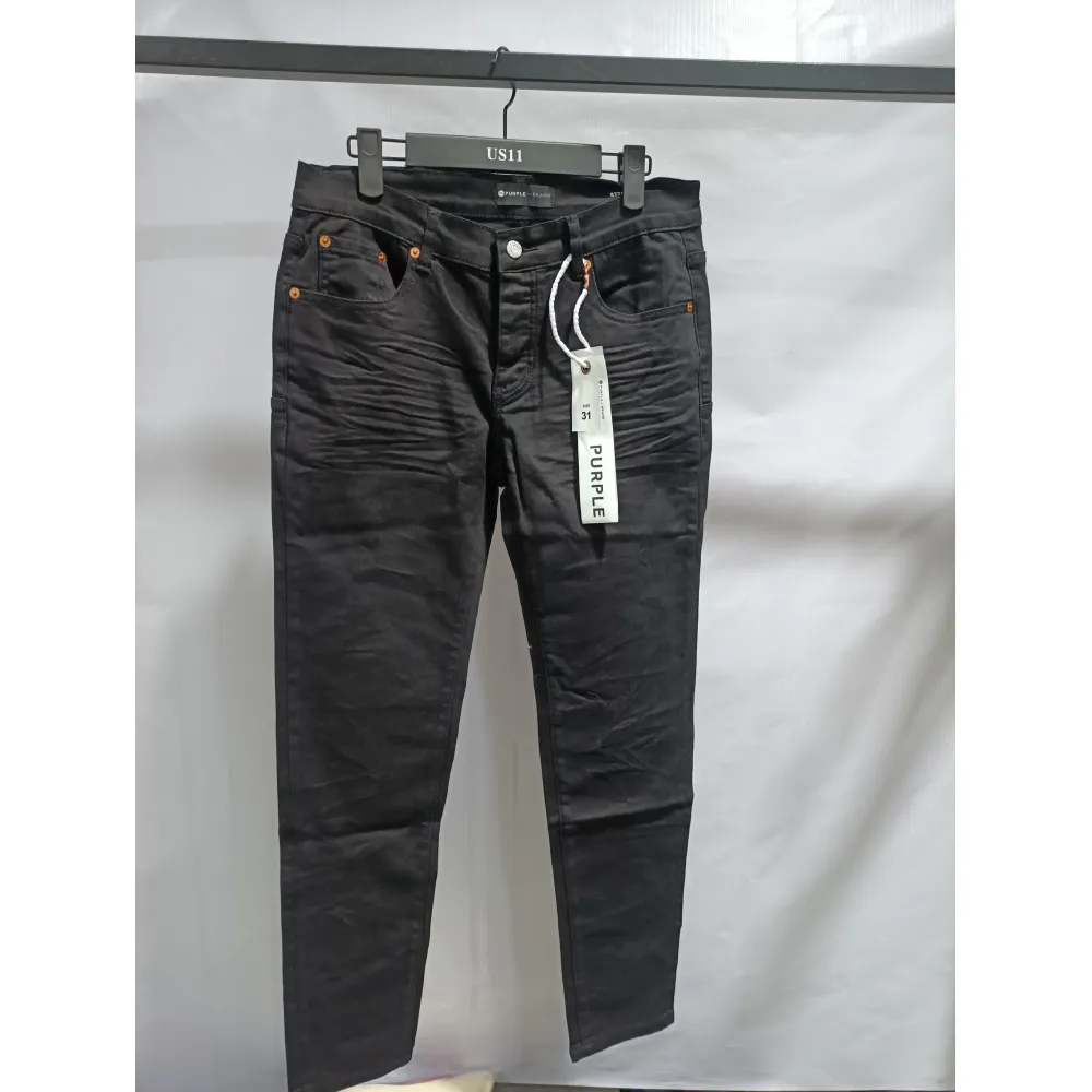 Purple Jeans A Black High-Waisted Pleated Basic Jeans