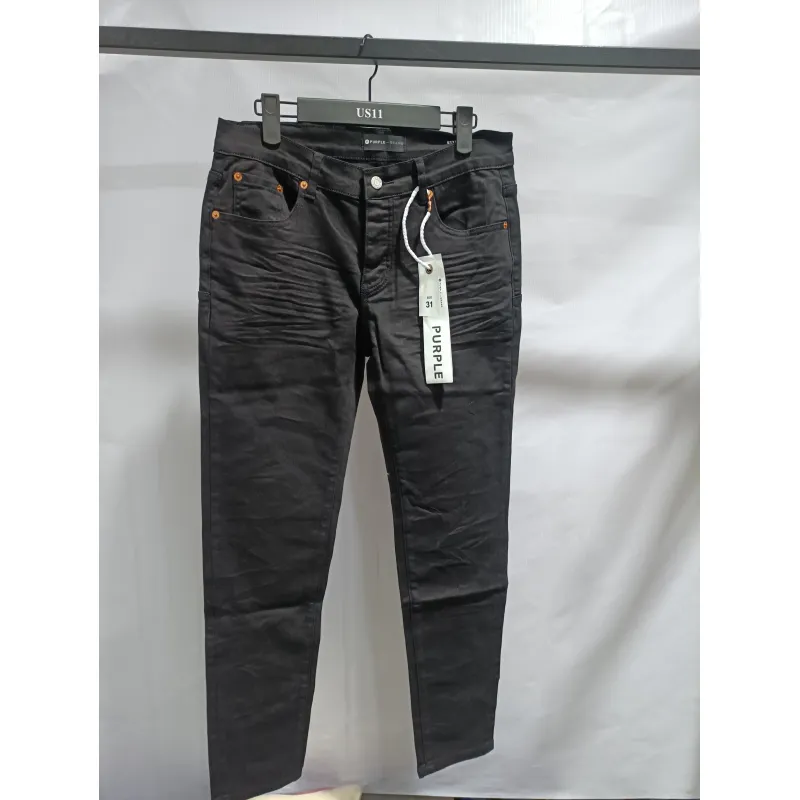 Purple Jeans A Black High-Waisted Pleated Basic Jeans