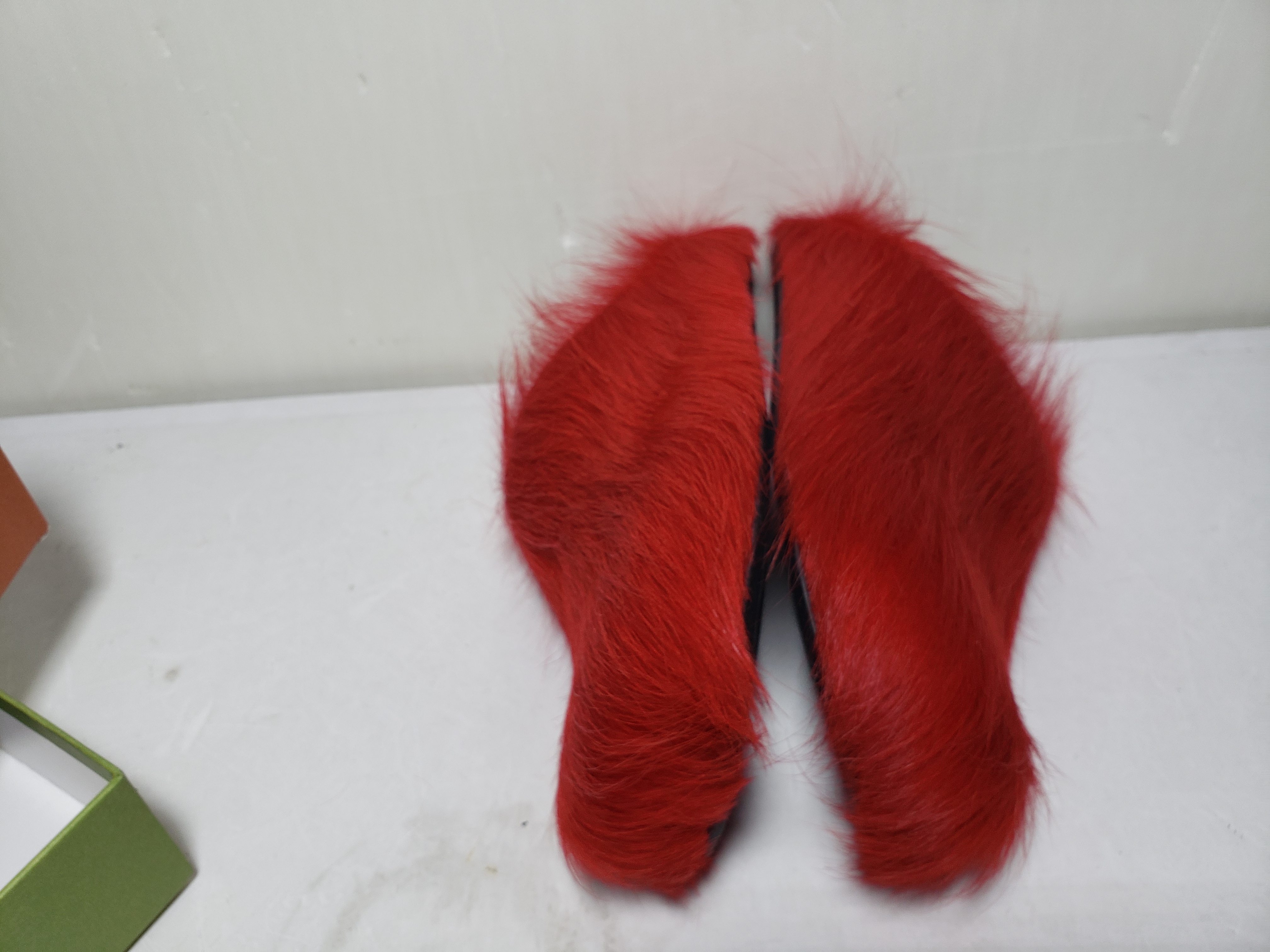 Replica Red long-hair calfskin Fussbett sabot Marni Slides