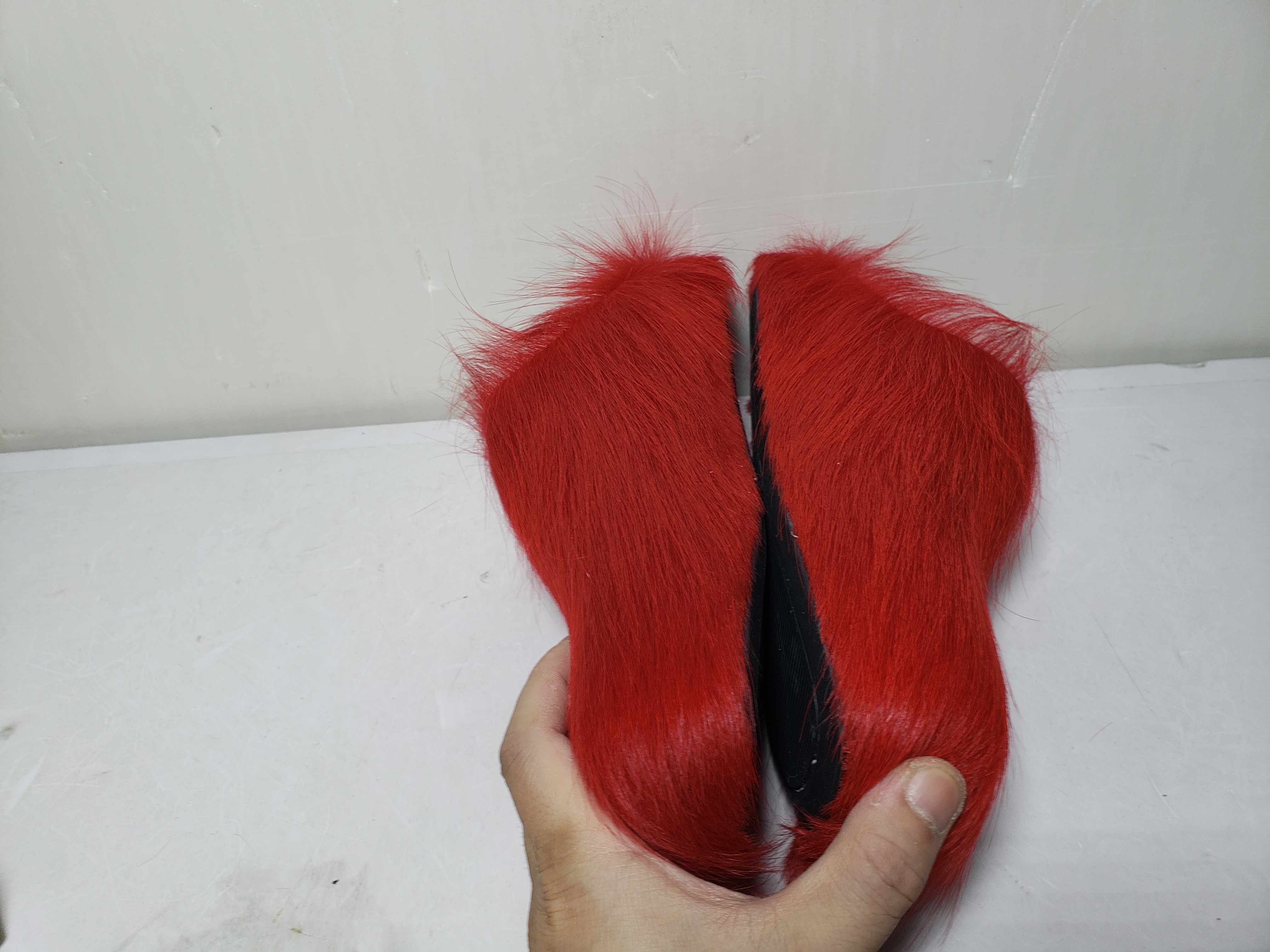 Replica Red long-hair calfskin Fussbett sabot Marni Slides