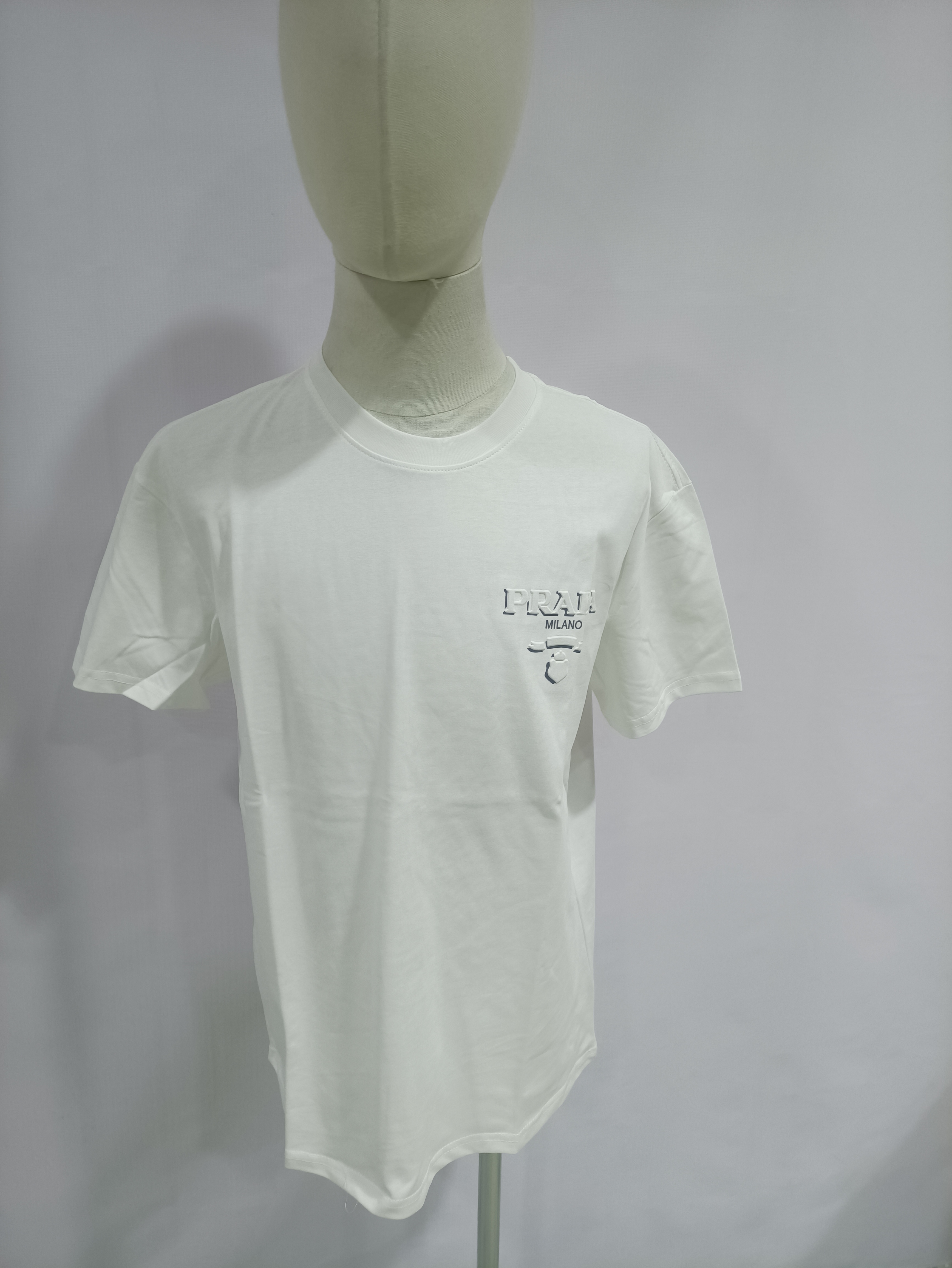 Prada three-dimensional laminated letter short sleeve white T-Shirts
