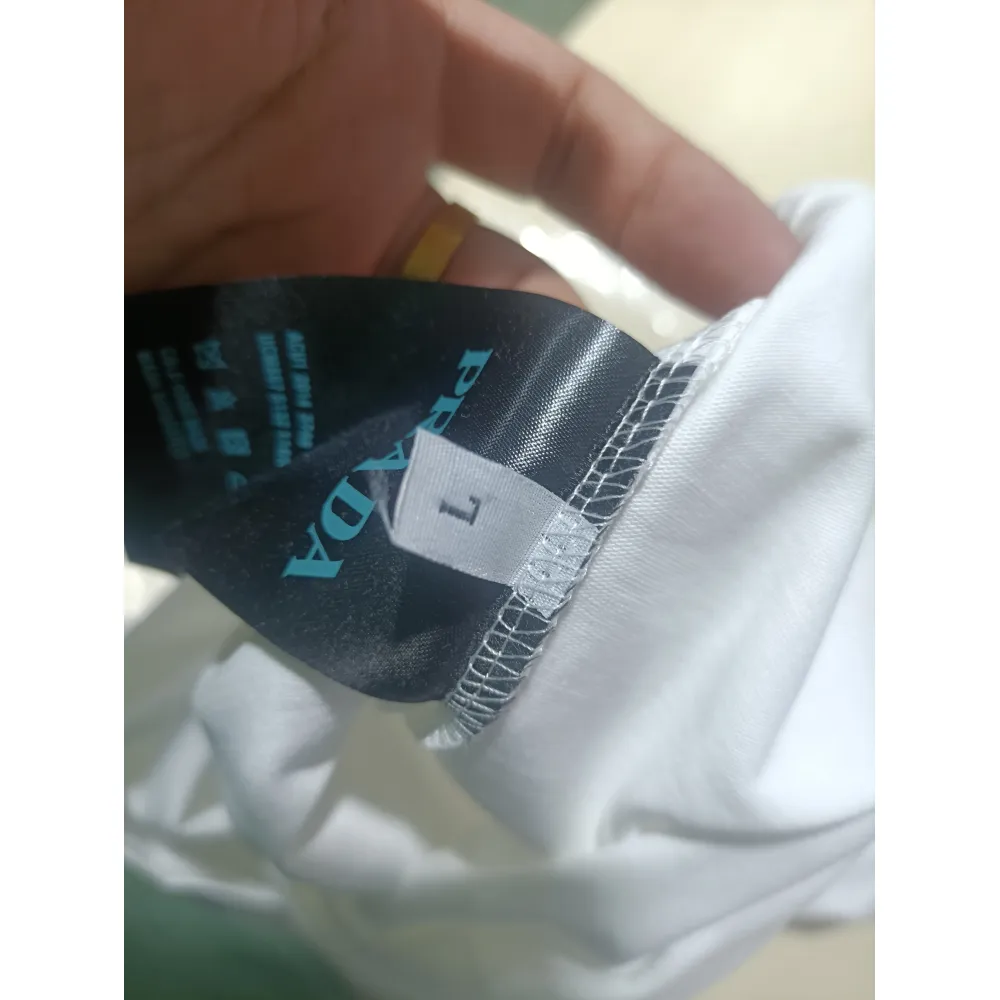 Prada three-dimensional laminated letter short sleeve white T-Shirts