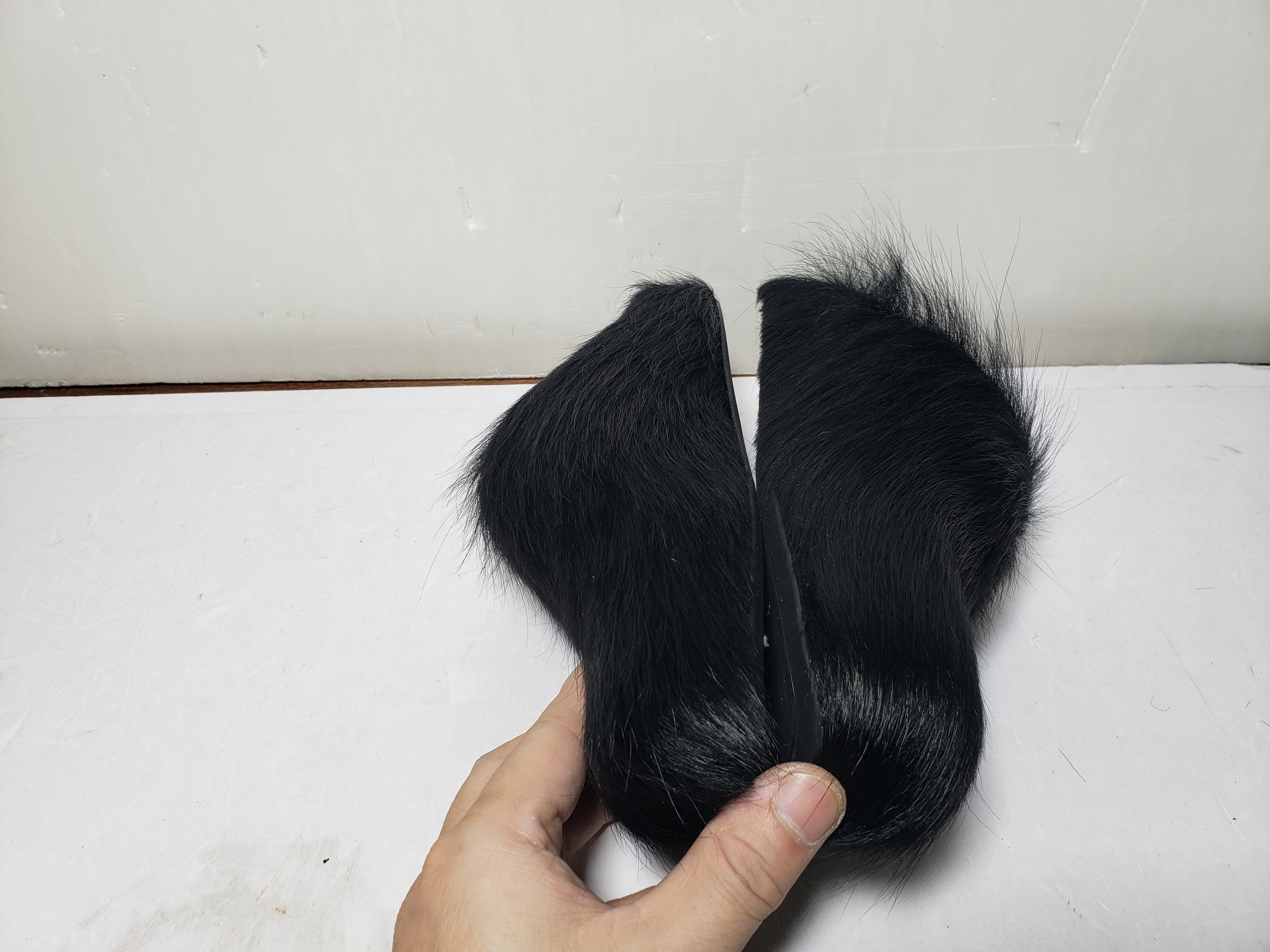 Replica Black long hair calfskin Fussbett sabot Marni Slides