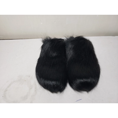 Replica Black long hair calfskin Fussbett sabot Marni Slides 02