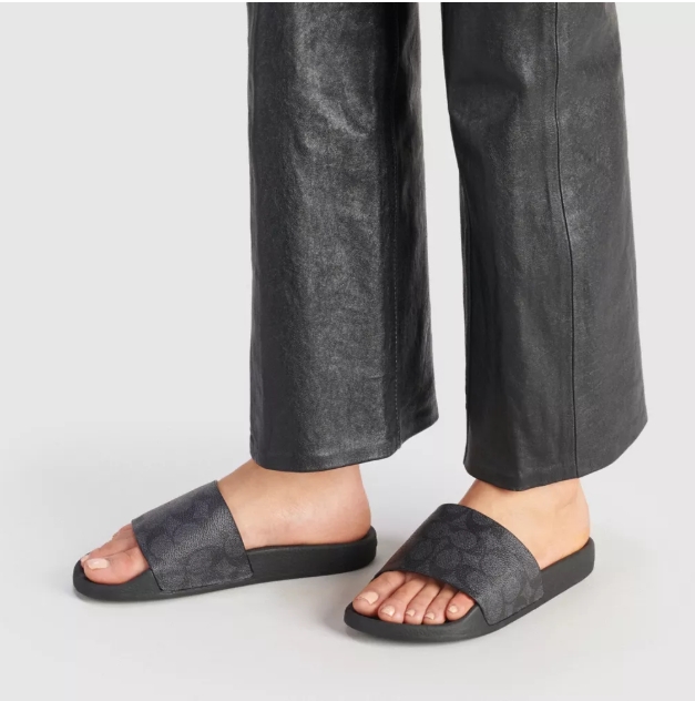 COACH  Signature Coated Canvas Pool Slide