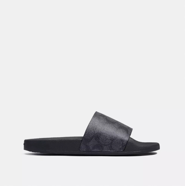 COACH  Signature Coated Canvas Pool Slide