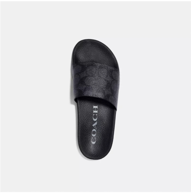 COACH  Signature Coated Canvas Pool Slide