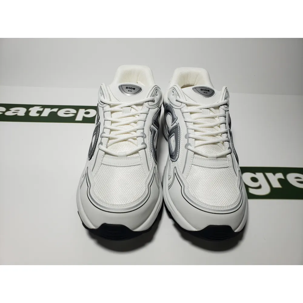 Replica Dior Light Grey B30 Sneakers White ,3SN279ZND-H000