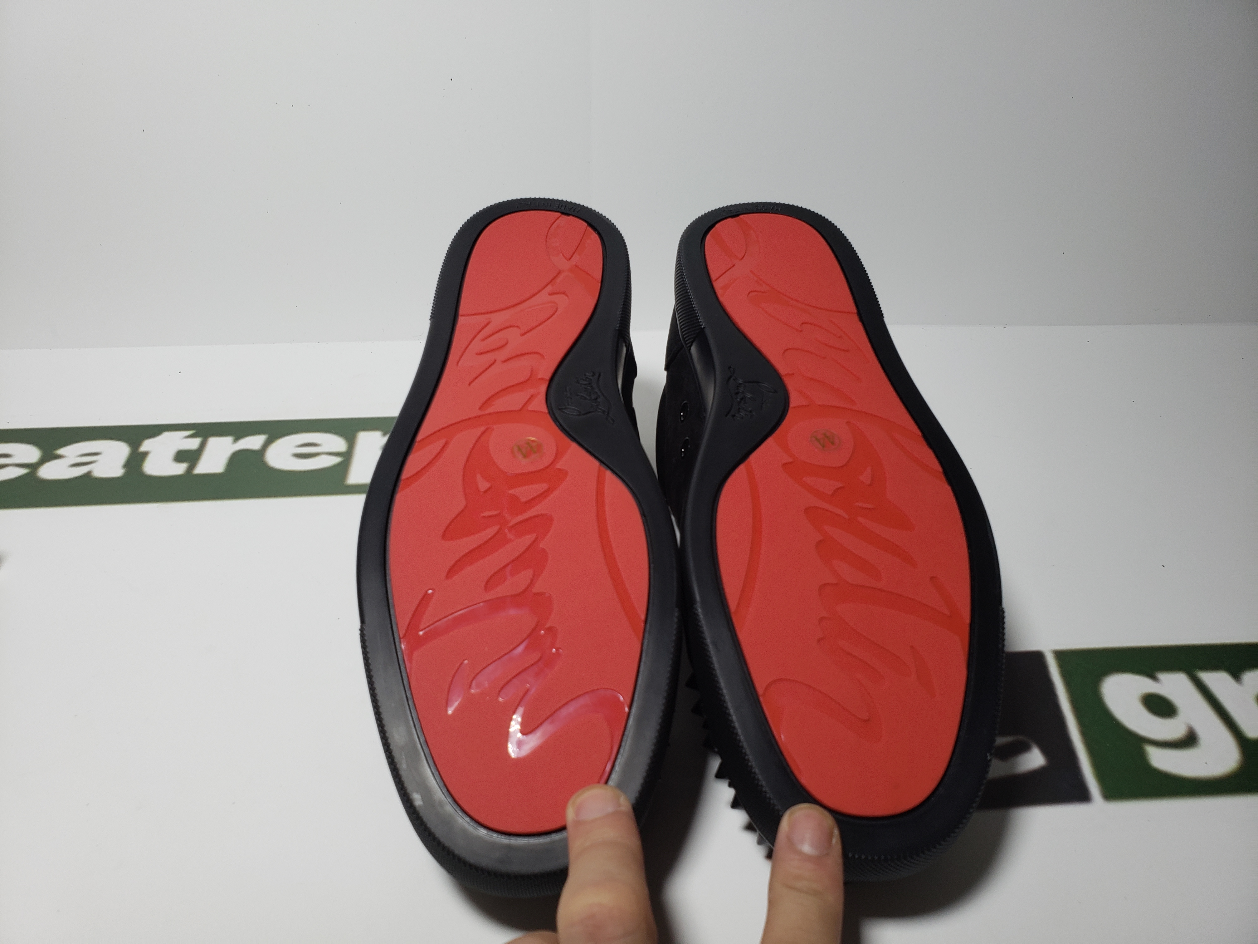 Christian Louboutin Louis Junior Spikes Veau Velours Sneaker Black, 1130575CM53