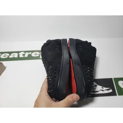 Christian Louboutin Louis Junior Spikes Veau Velours Sneaker Black, 1130575CM53 02