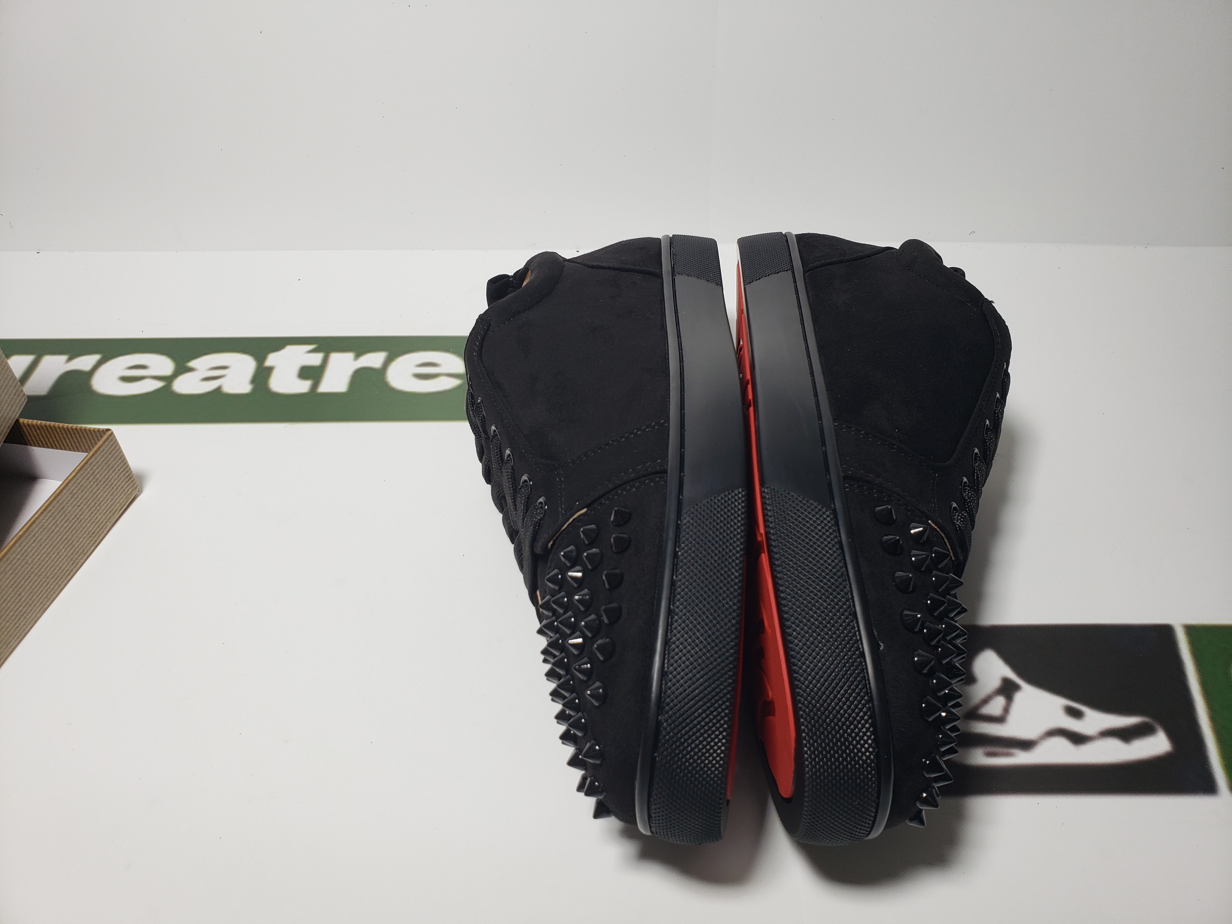 Christian Louboutin Louis Junior Spikes Veau Velours Sneaker Black, 1130575CM53