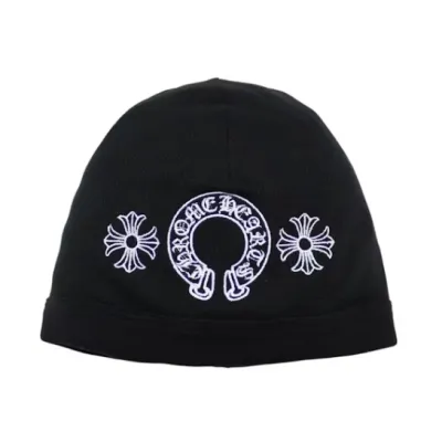Chrome Hearts Horseshoe Skull Cap Beanie Black 01