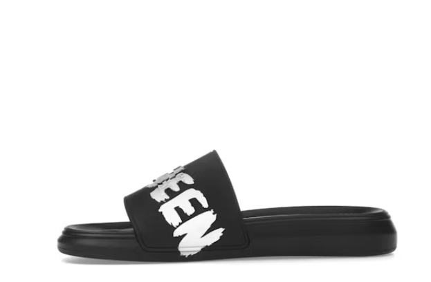 Alexander McQueen Grafitti Logo Slide Black White