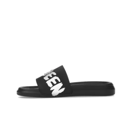 GET Alexander McQueen Grafitti Logo Slide Black White 01