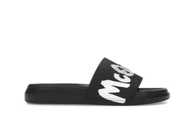 Alexander McQueen Grafitti Logo Slide Black White