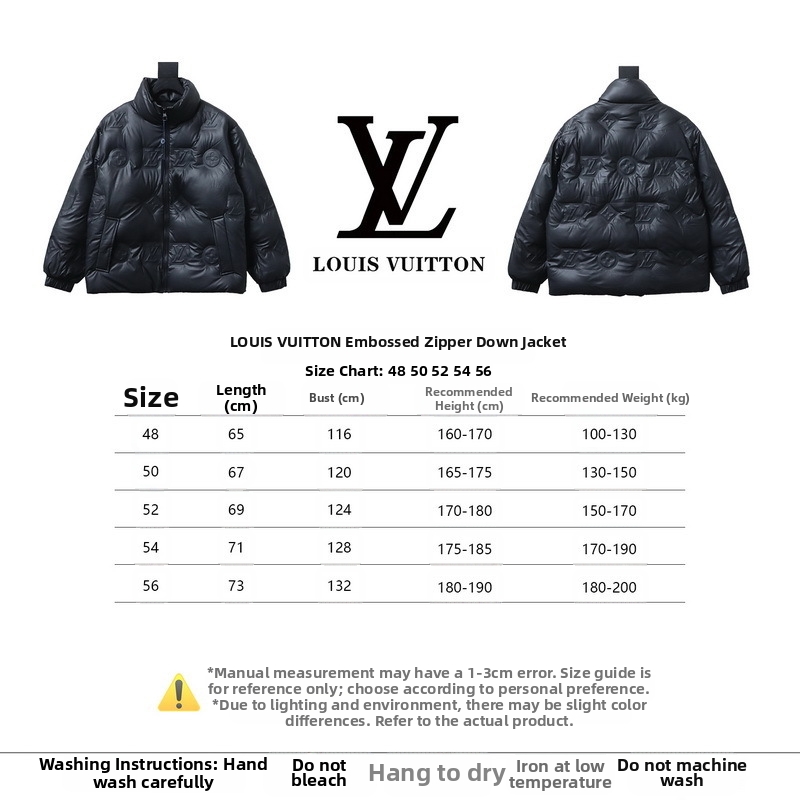Louis Vuitton Embossed Zipper Down Jacket Black/ Withe