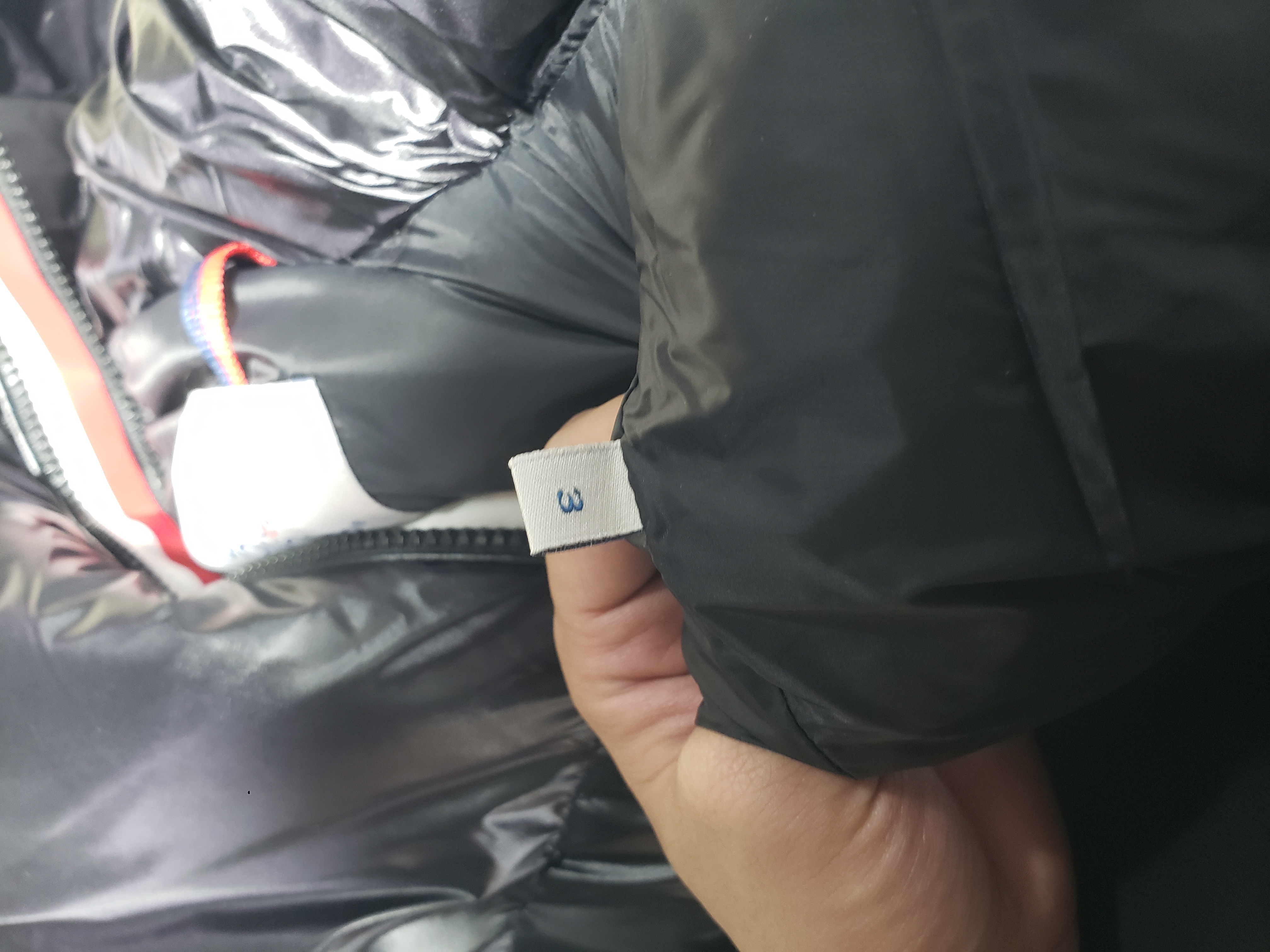 Moncler tricolor ribbon down jacket