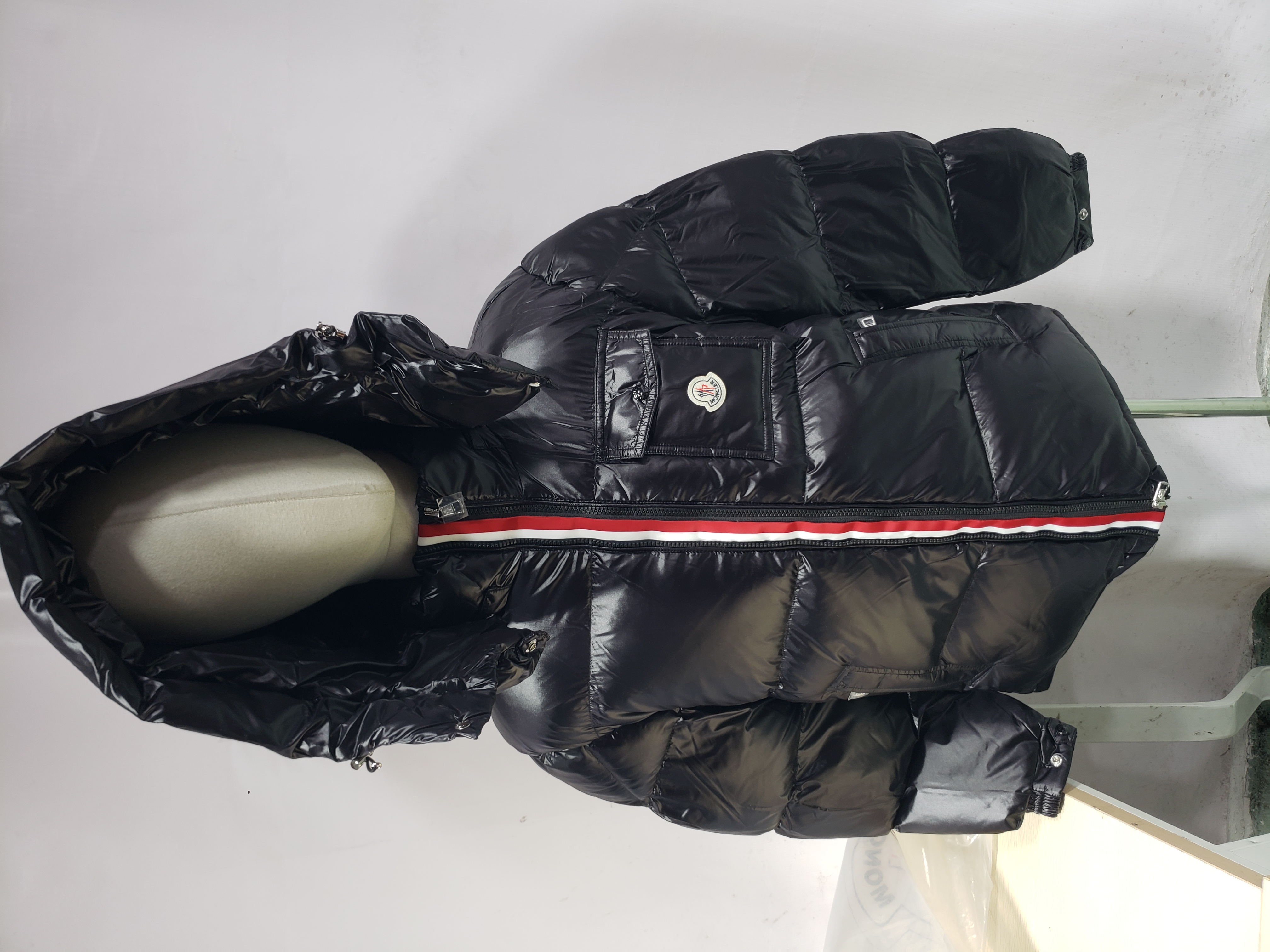 Moncler tricolor ribbon down jacket