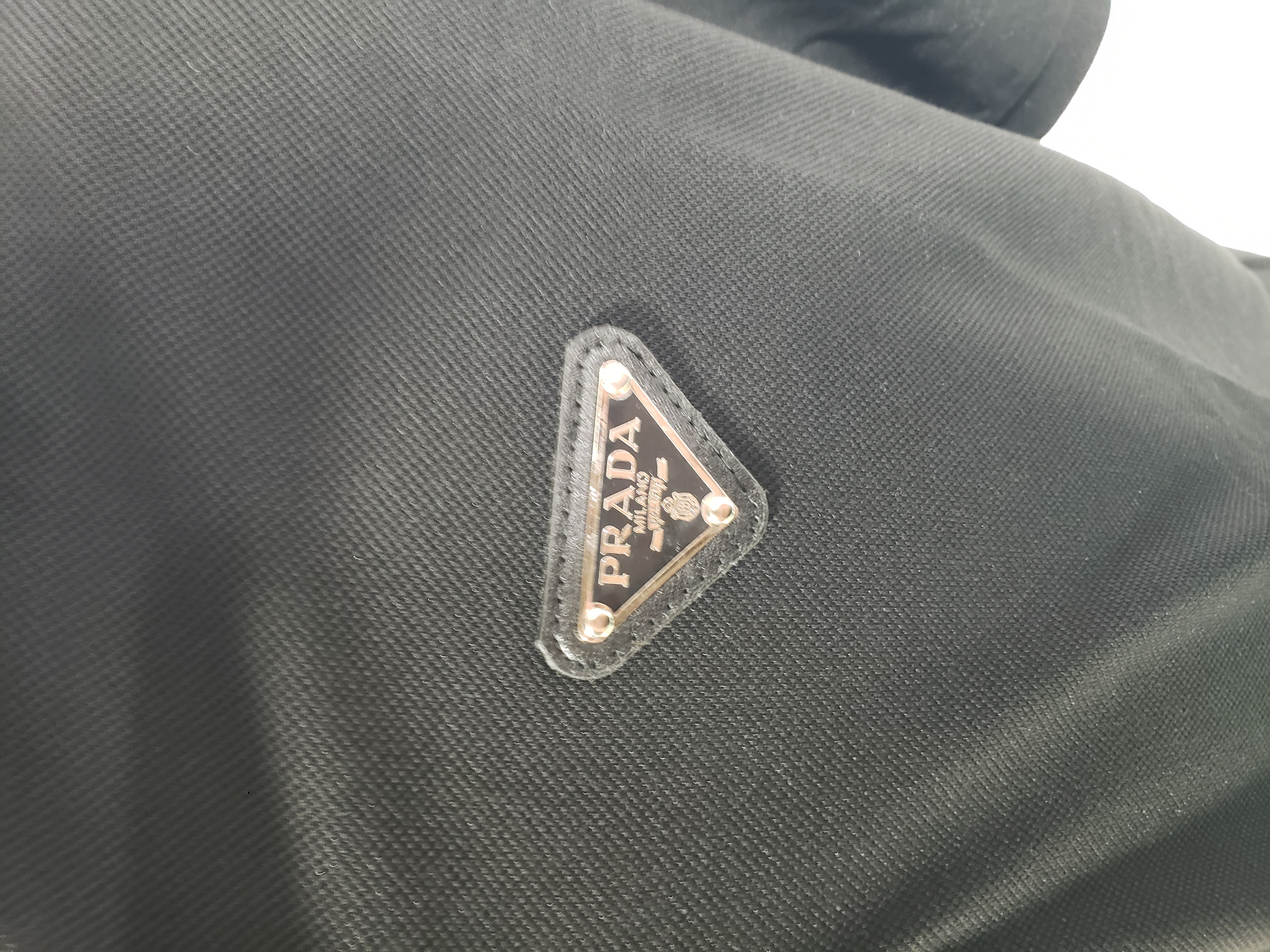 Prada classic triangle cotton polo black