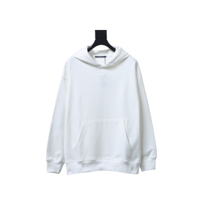 Louis Vuitton 25Fw Embossed Letter Hoodie White 01