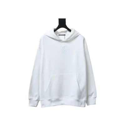 Louis Vuitton 25Fw Embossed Letter Hoodie White 01