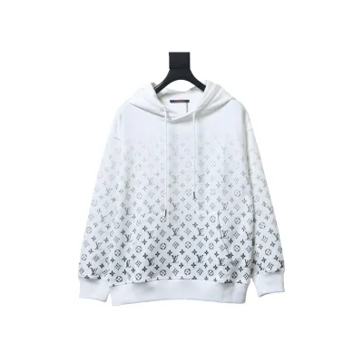 Louis Vuitton monogram gradient logo print hoodie White 01