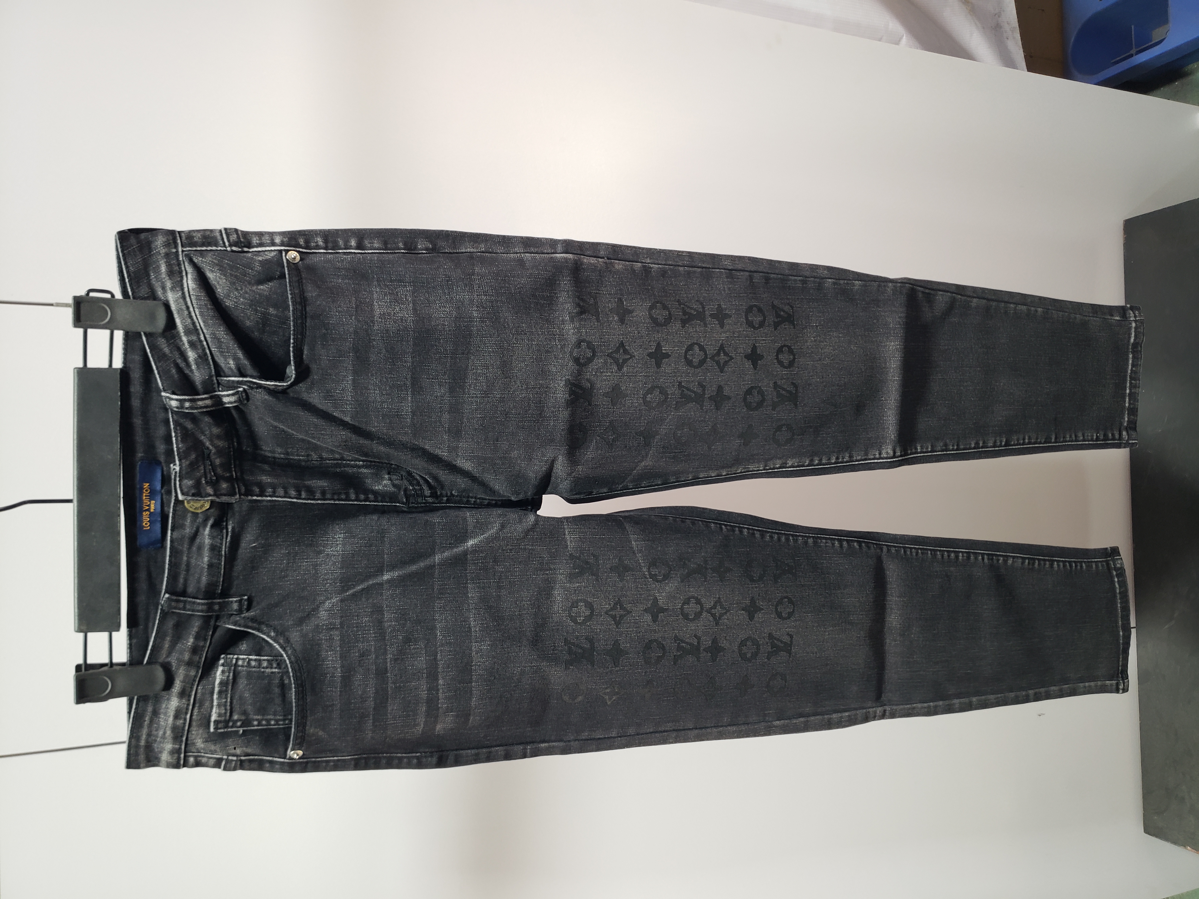 Louis Vuitton washed monogram torn Jeans