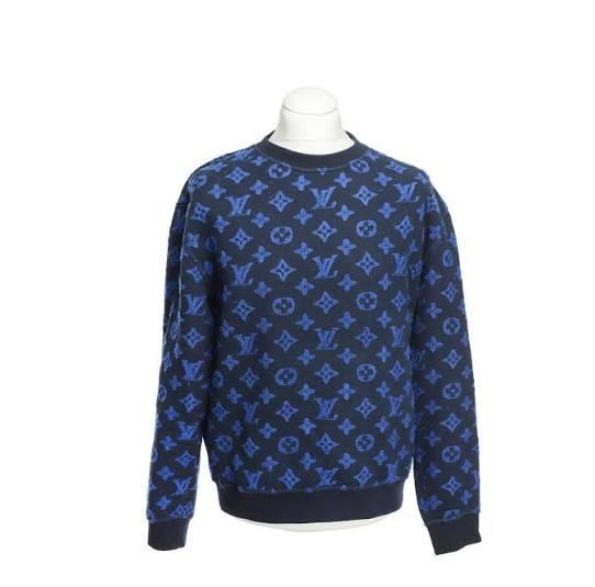 Louis Vuitton full print LOGO Hoodie Monogram Black Blue