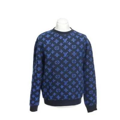 Louis Vuitton full print LOGO Hoodie Monogram Black Blue 01