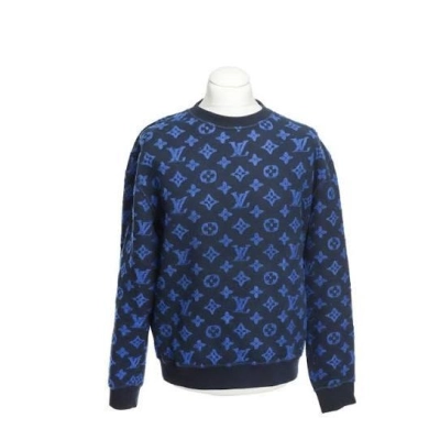 Louis Vuitton full print LOGO Hoodie Monogram Black Blue 01