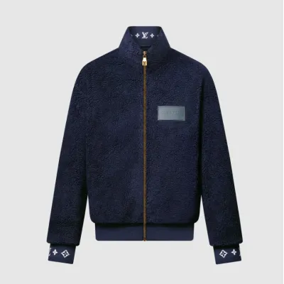 Männer Louis Vuitton Blouson Aus Fleece Mit Patch Aus Leder 01