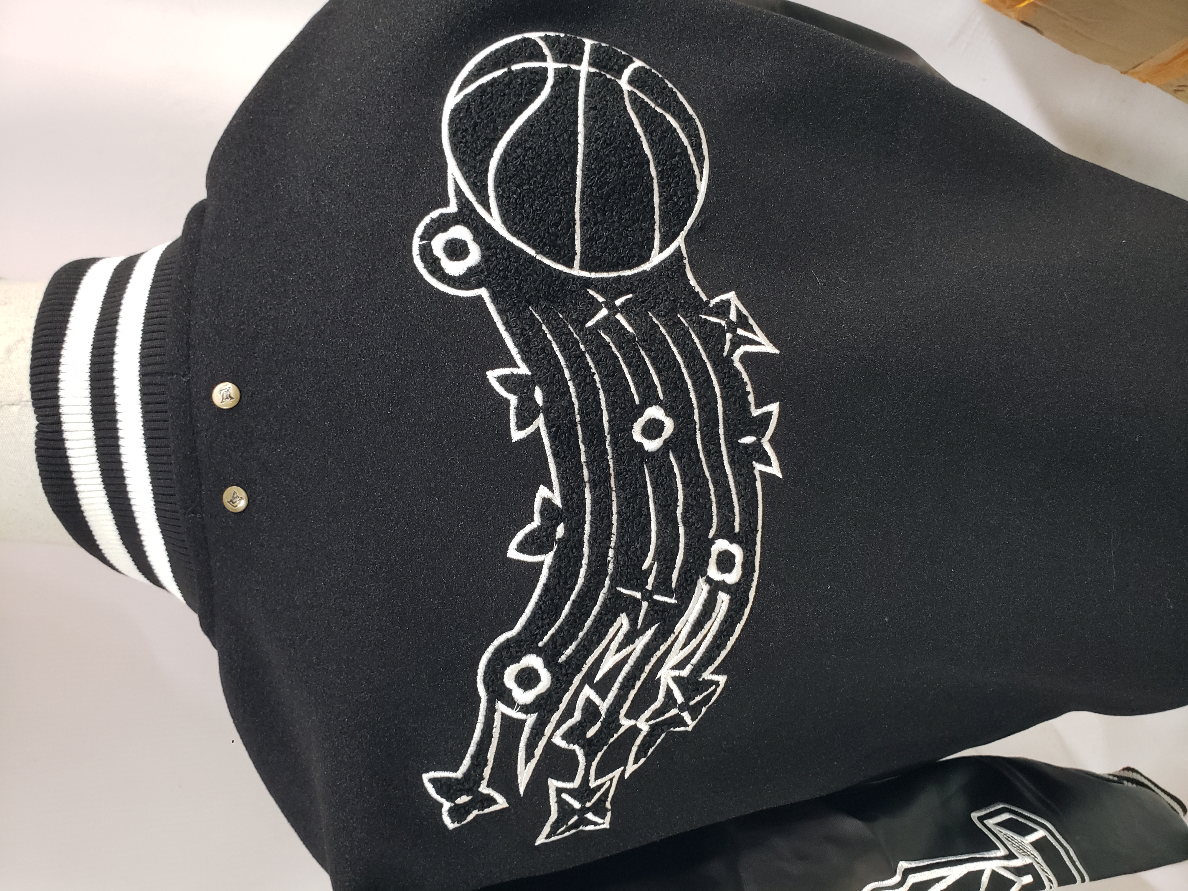 Louis Vuitton NBA patchwork sleeve baseball jacket