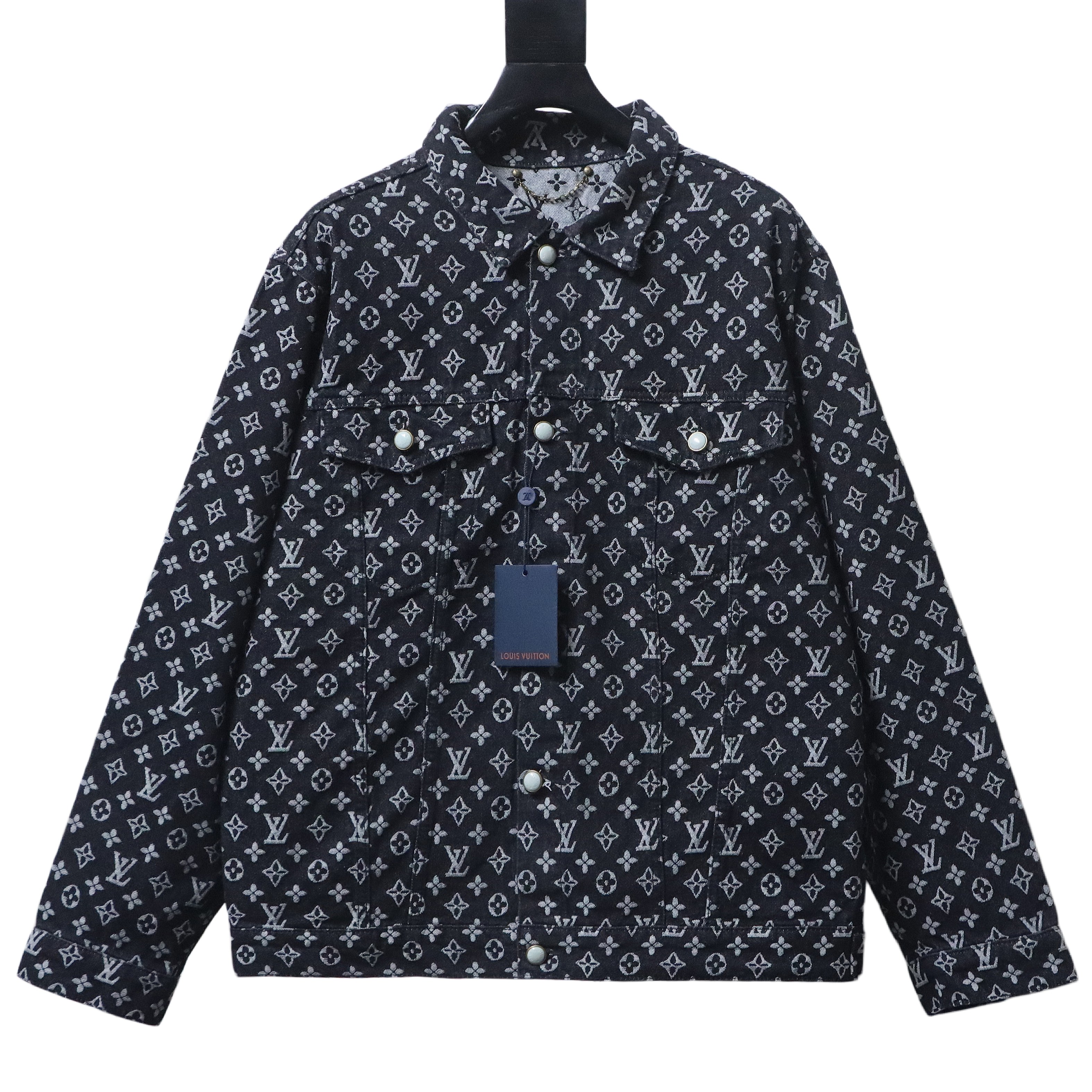 Louis Vuitton All-Over Print Denim Jacket with Mother-of-Pearl Buttons