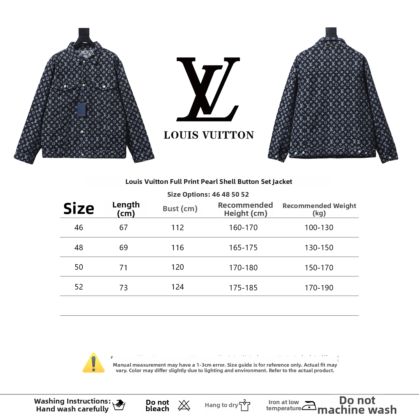 Louis Vuitton All-Over Print Denim Jacket with Mother-of-Pearl Buttons
