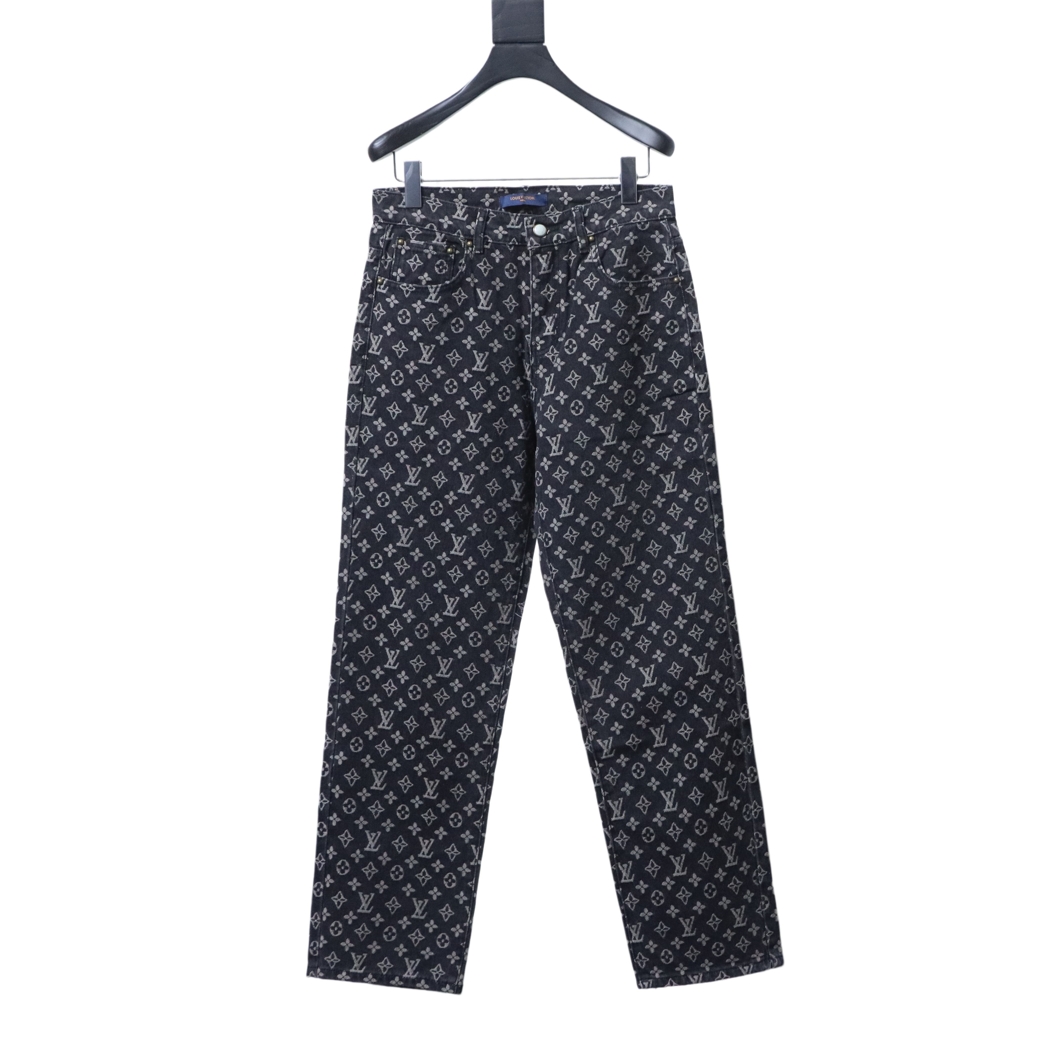 Louis Vuitton All-Over Print Denim Jeans with Mother-of-Pearl Buttons