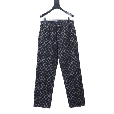 Louis Vuitton All-Over Print Denim Jeans with Mother-of-Pearl Buttons 01