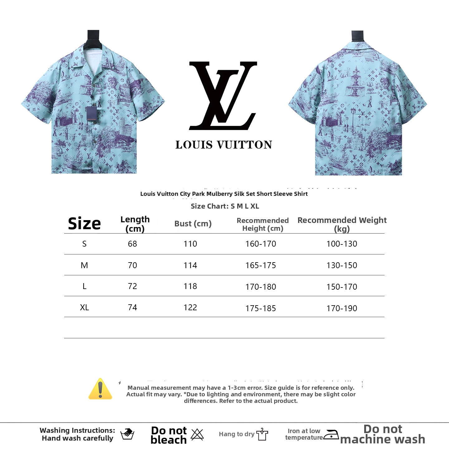Louis Vuitton City Park Mulberry Silk Short-Sleeve Shirt Blue