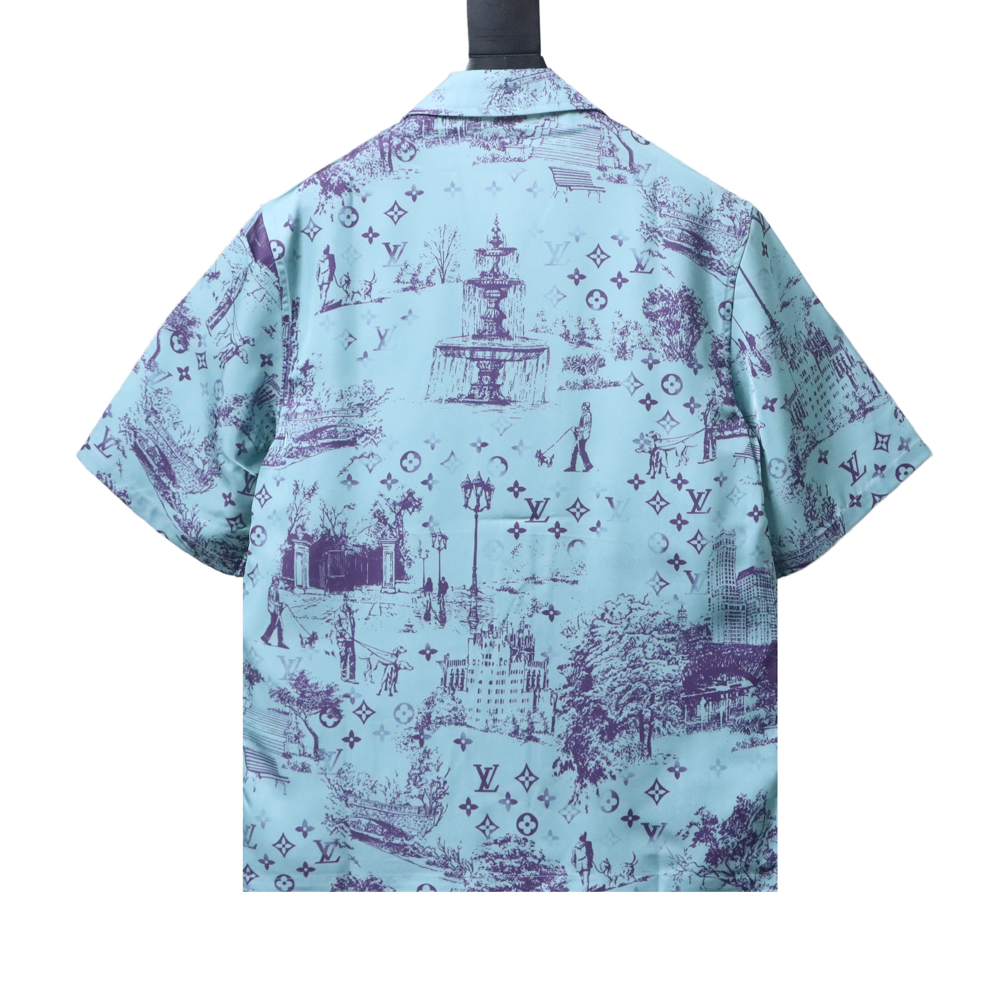 Louis Vuitton City Park Mulberry Silk Short-Sleeve Shirt Blue