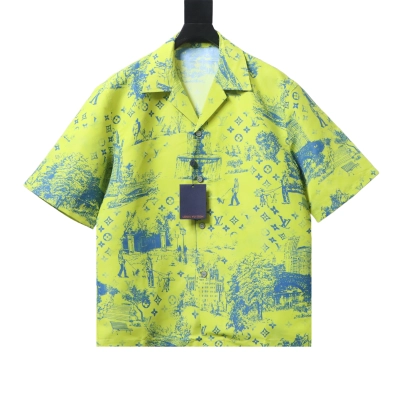 Louis Vuitton City Park Mulberry Silk Short-Sleeve Shirt Yellow 01
