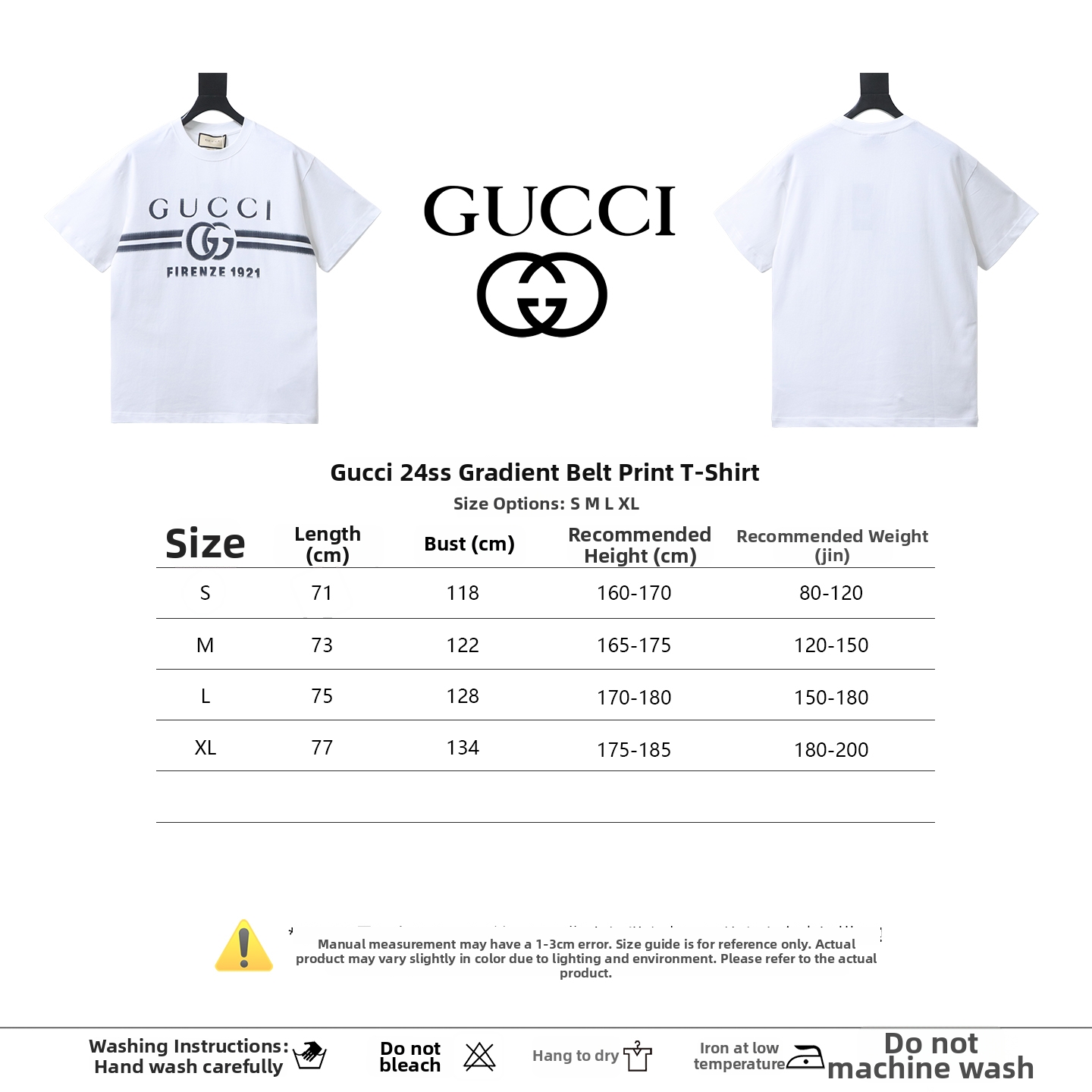 Gucci 24ss Gradient Belt Print Short-Sleeve T-Shirt White 2