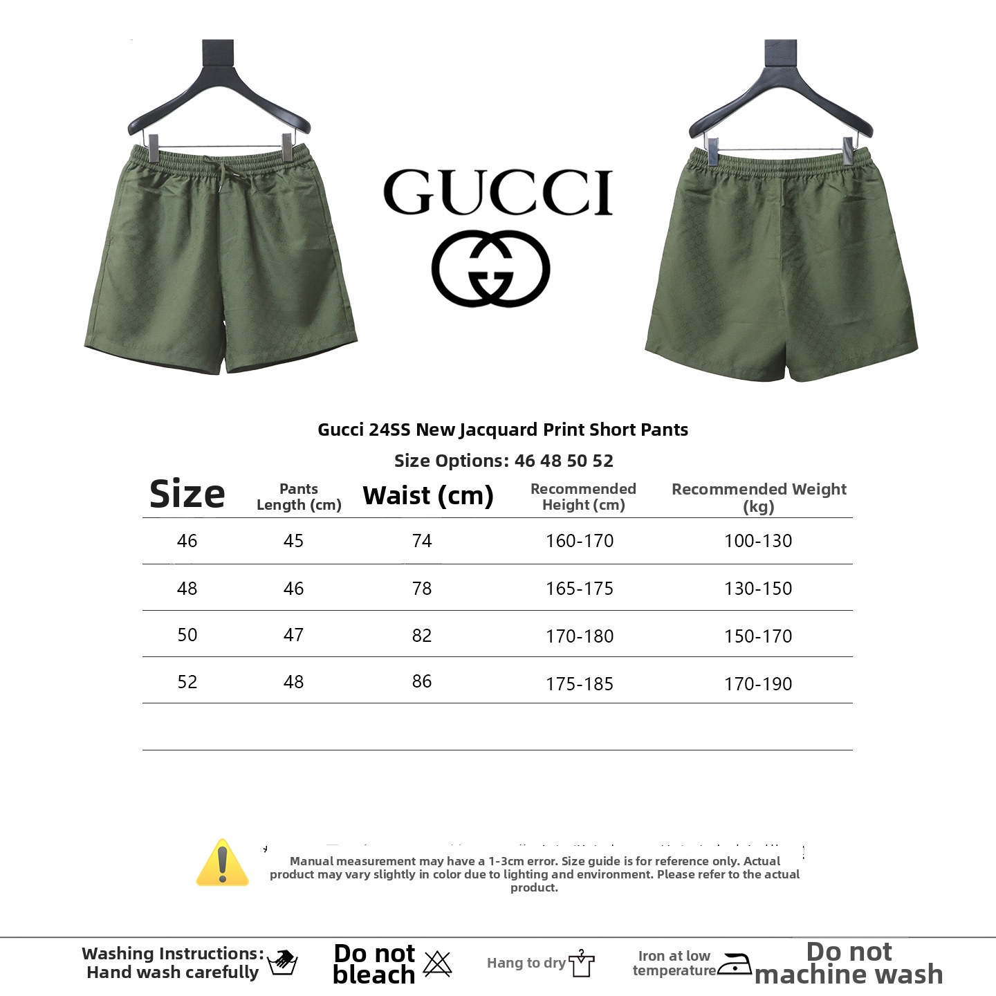 Gucci 24SS New Collection Ribbon Print Poplin Short Pants Green