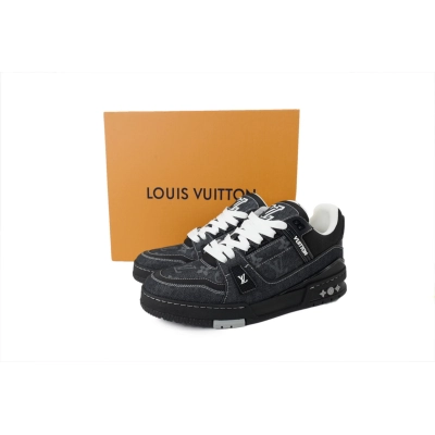 Replica Louis Vuitton Sneakers Black Denim Fabric 02