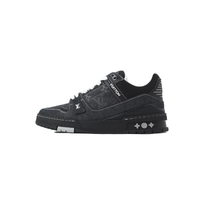 Replica Louis Vuitton Sneakers Black Denim Fabric 01